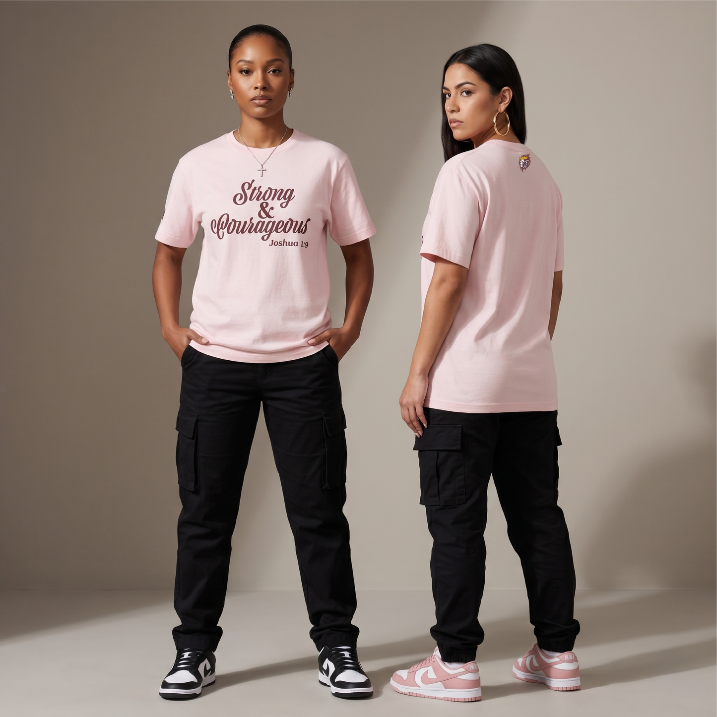 Strong & Courageous Crew Tee - Pink