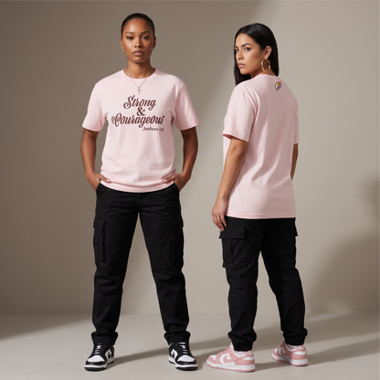Strong & Courageous Crew Tee - Pink